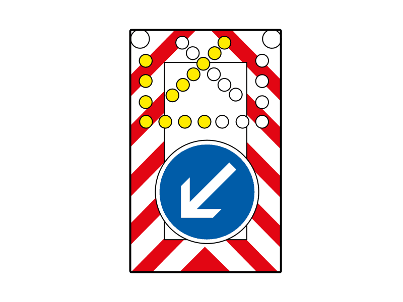 Fahrbare Absperrtafel mit Blinkpfeil